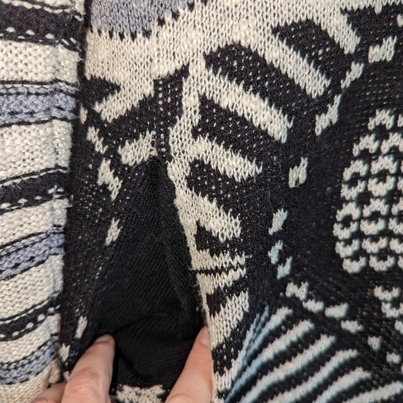 Urban OUTFITTERS Black & White Cotton Open Front Long Lined Knit Cardigan XS - Picture 7 of 13